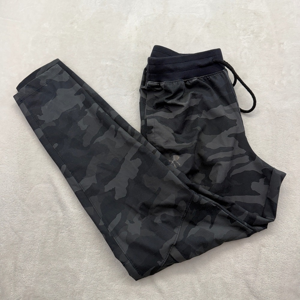 Under Armour Elite Camo Joggers  Mens Medium Black Cargo Athletic Pants Gym - Picture 14 of 15